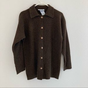 Laura Ashley New Wool Button Down Sweater In Brown